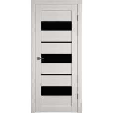 Дверь межкомнатная ВФД Атум X23 Беленый дуб, стекло черное "Лакобель черный"